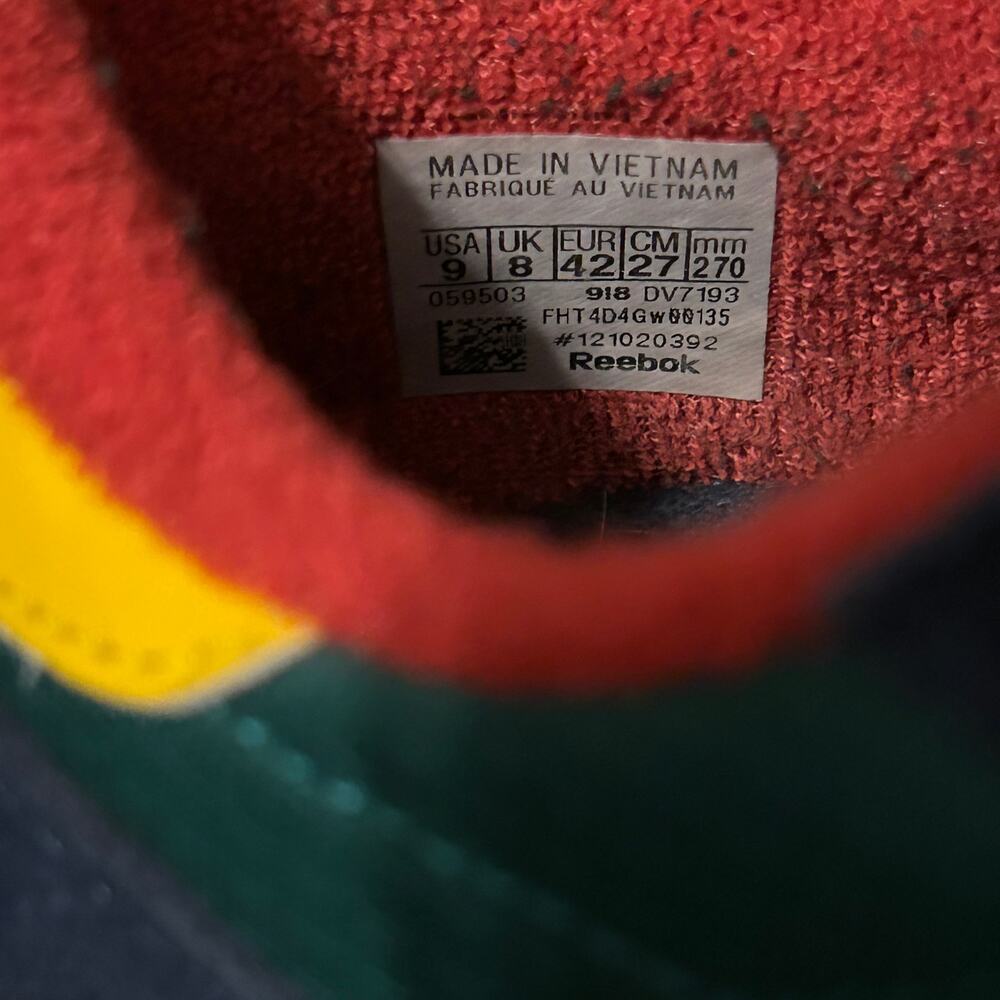Reebok Classic Leather Ripple Altered sneakers Green Red Yellow Streetwear sz 9 - Picture 10 of 10